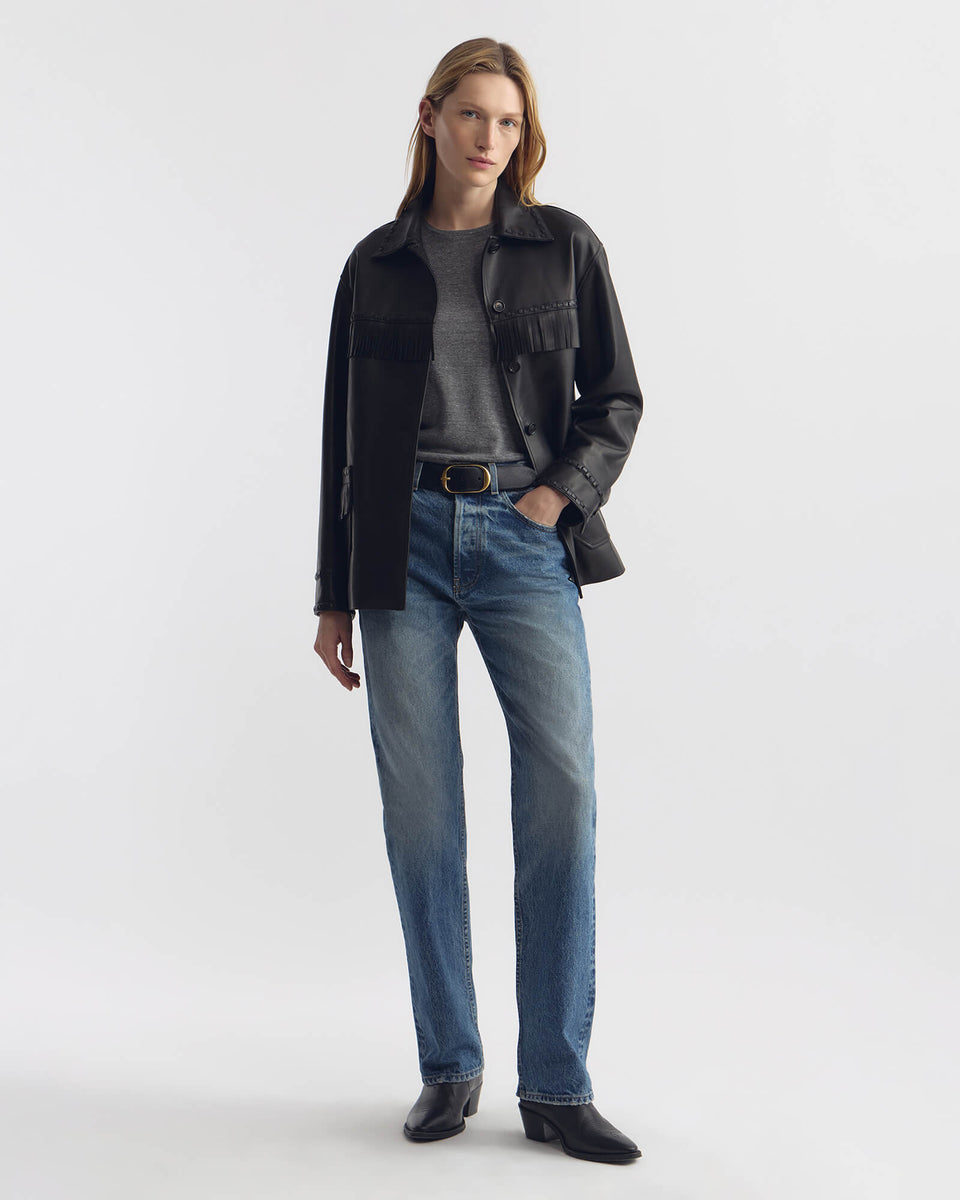 LANA CREWNECK TEE IN HEATHER GREY