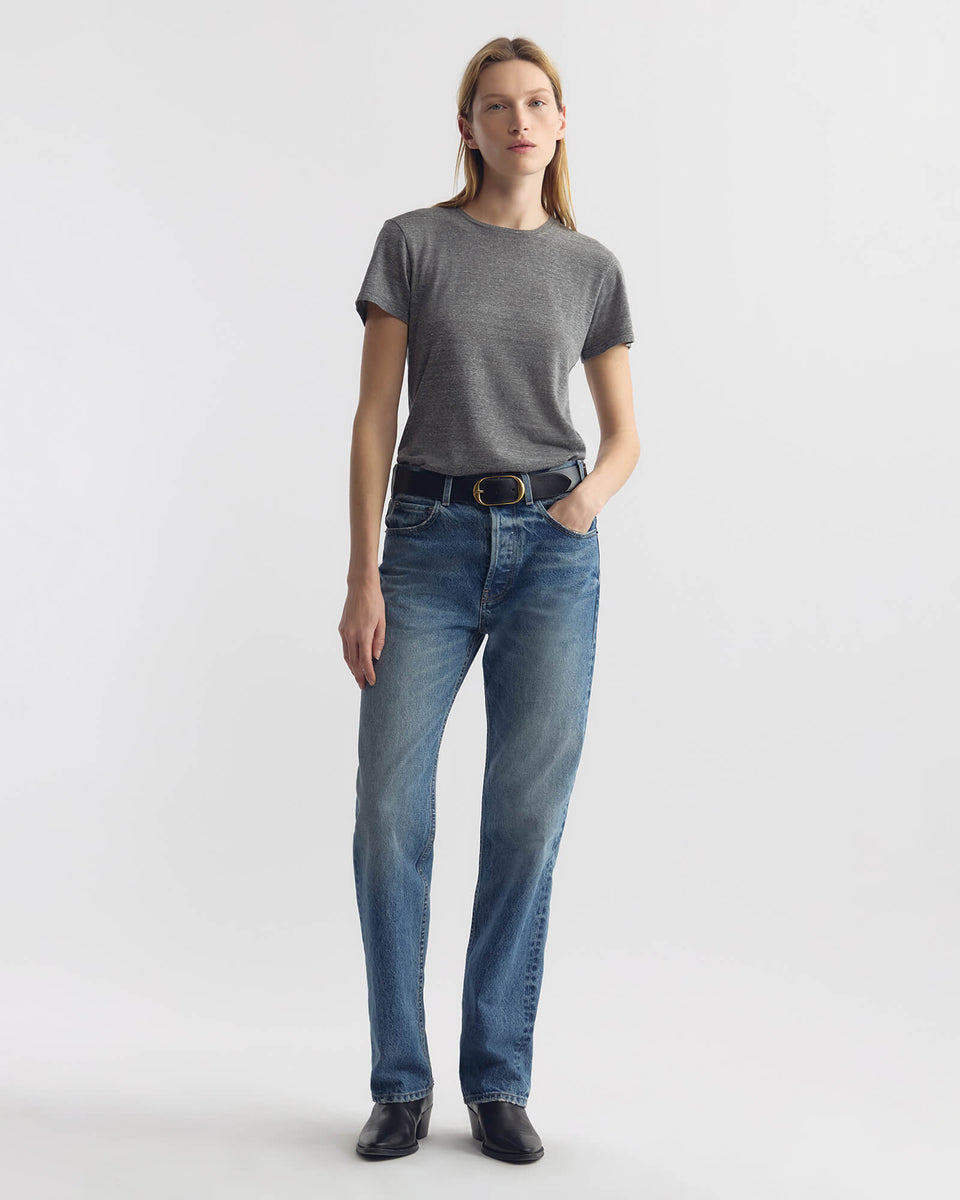 LANA CREWNECK TEE IN HEATHER GREY