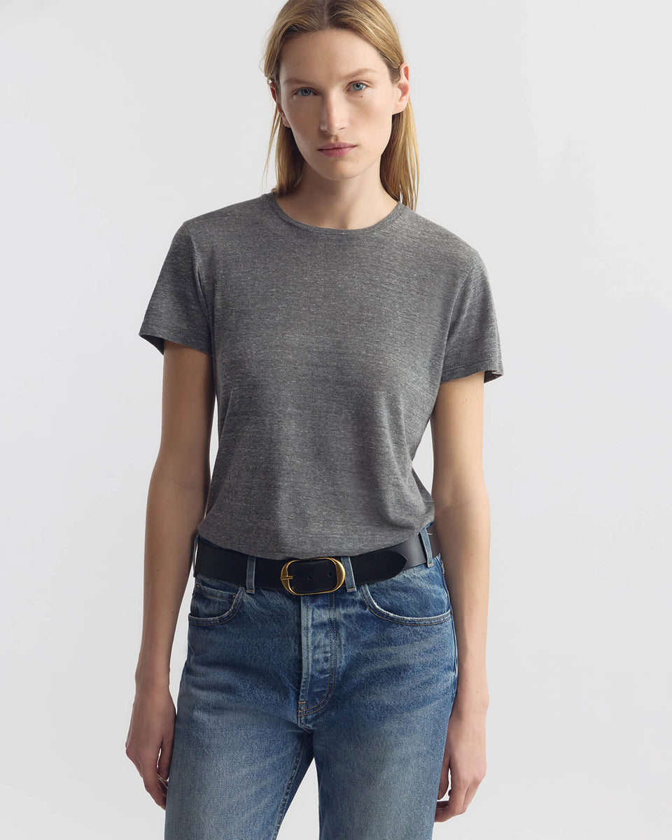 LANA CREWNECK TEE IN HEATHER GREY