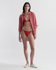 TRIANGLE HARDWARE BIKINI TOP IN RED