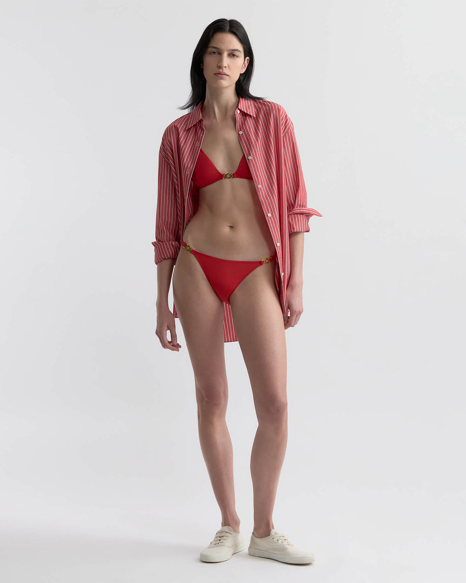 TRIANGLE HARDWARE BIKINI TOP IN RED