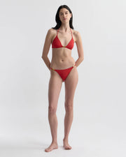 TRIANGLE HARDWARE BIKINI TOP IN RED