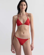 TRIANGLE HARDWARE BIKINI TOP IN RED