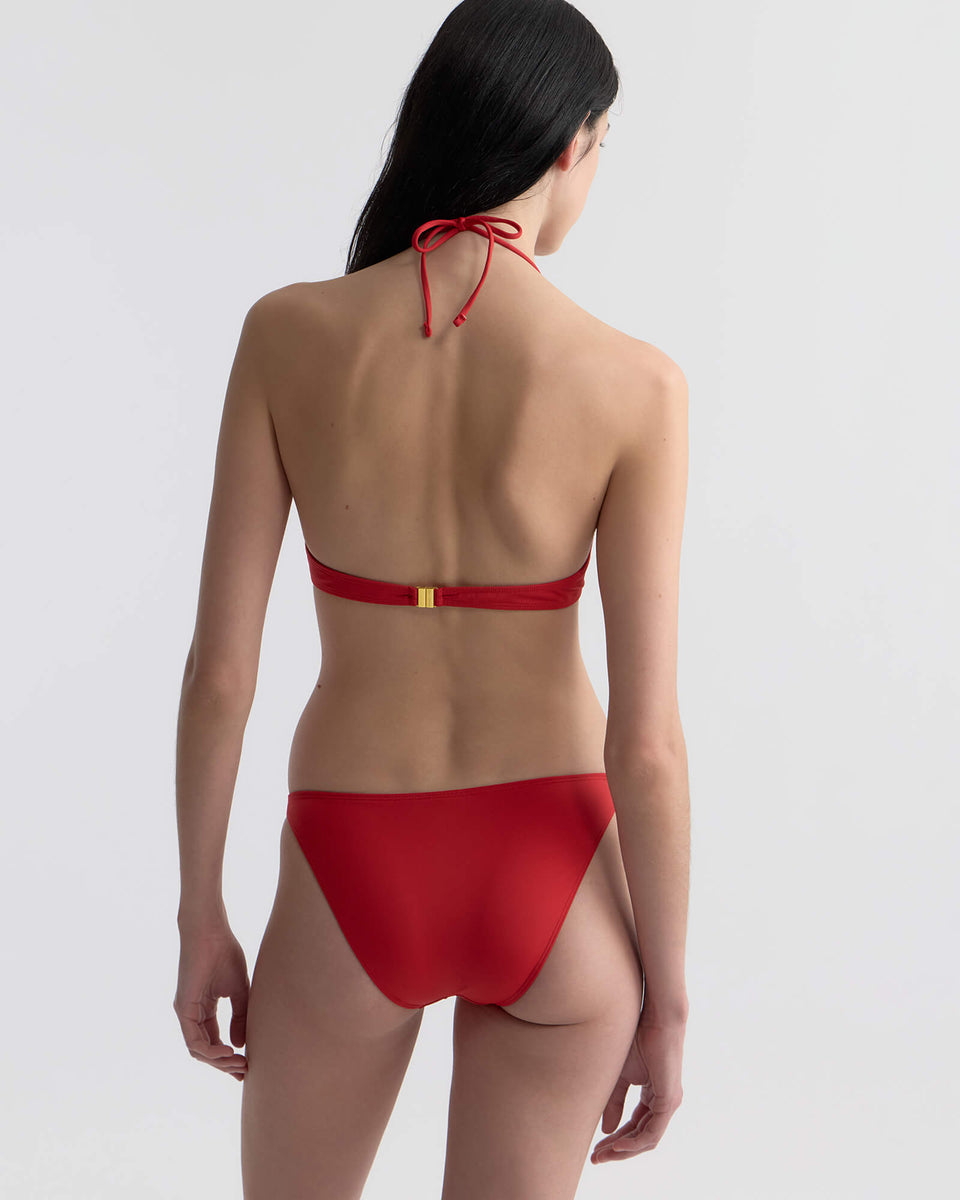TRIANGLE HARDWARE BIKINI TOP IN RED