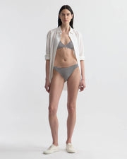 TRIANGLE BIKINI TOP IN BLACK/IVORY STRIPE