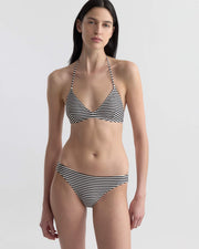 TRIANGLE BIKINI TOP IN BLACK/IVORY STRIPE