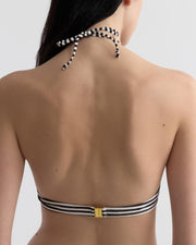 TRIANGLE BIKINI TOP IN BLACK/IVORY STRIPE