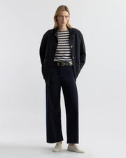 TANDY CASHMERE SWEATER IN IVORY/MARINE STRIPE