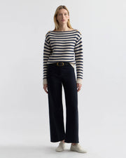 TANDY CASHMERE SWEATER IN IVORY/MARINE STRIPE