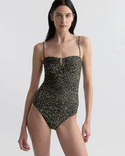 ONE PIECE BATHING SUIT IN ARMY GREEN LEOPARD