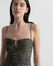 ONE PIECE BATHING SUIT IN ARMY GREEN LEOPARD