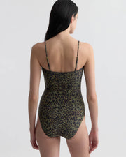 ONE PIECE BATHING SUIT IN ARMY GREEN LEOPARD