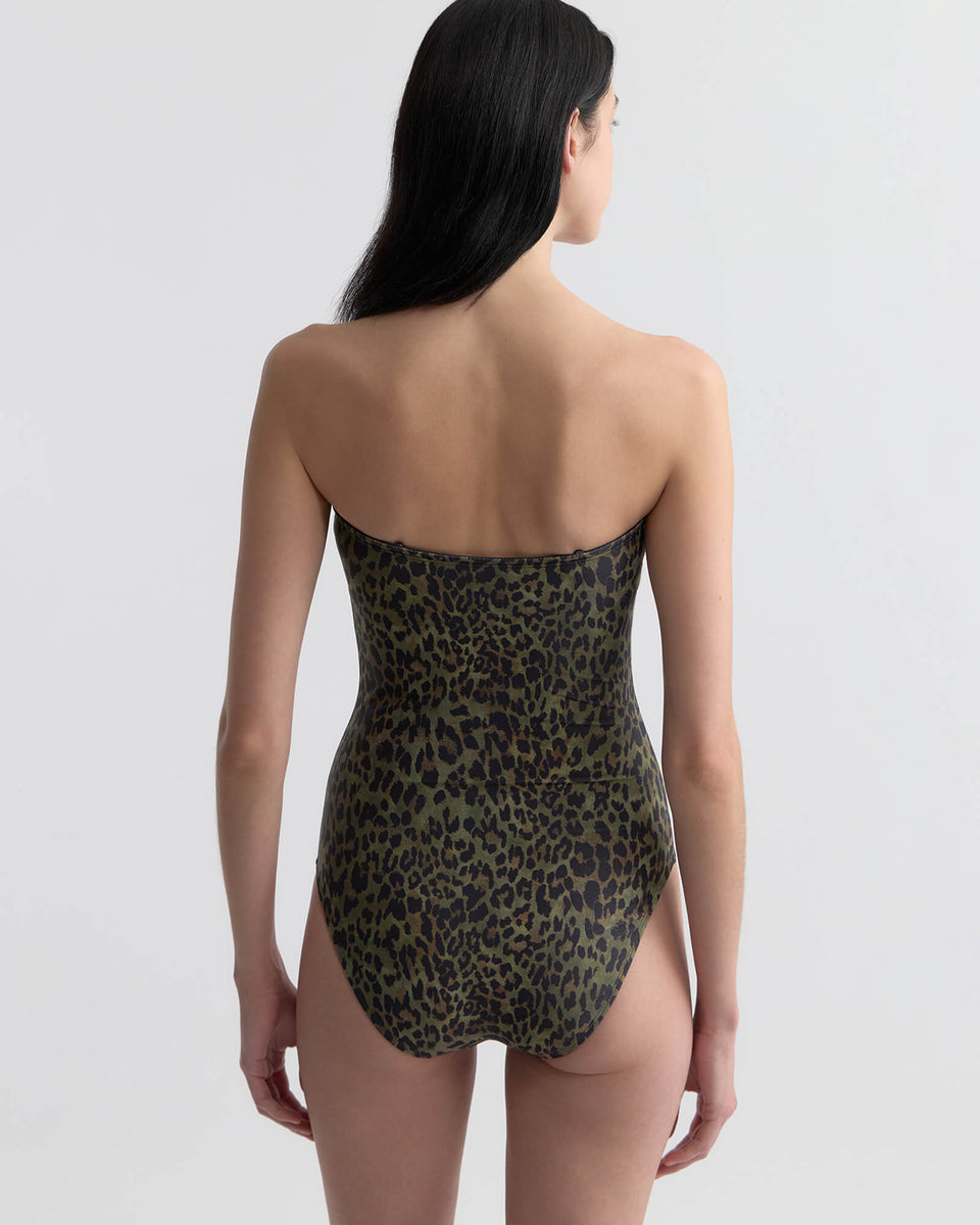 ONE PIECE BATHING SUIT IN ARMY GREEN LEOPARD