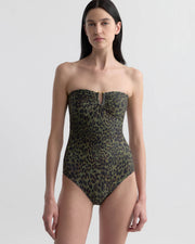 ONE PIECE BATHING SUIT IN ARMY GREEN LEOPARD