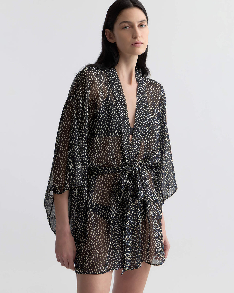 KIMA SILK KIMONO IN WILD DOT