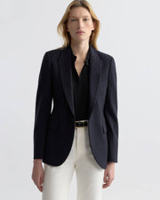 ANABEL WOOL BLAZER IN DARK NAVY PINSTRIPE