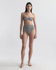 BANDEAU STRIPED BIKINI TOP IN BLACK/IVORY STRIPE