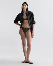 TRIANGLE BIKINI TOP IN ARMY GREEN LEOPARD