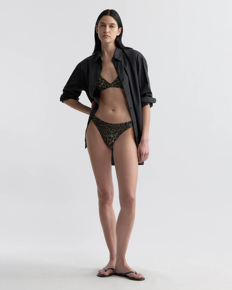 TRIANGLE BIKINI TOP IN ARMY GREEN LEOPARD