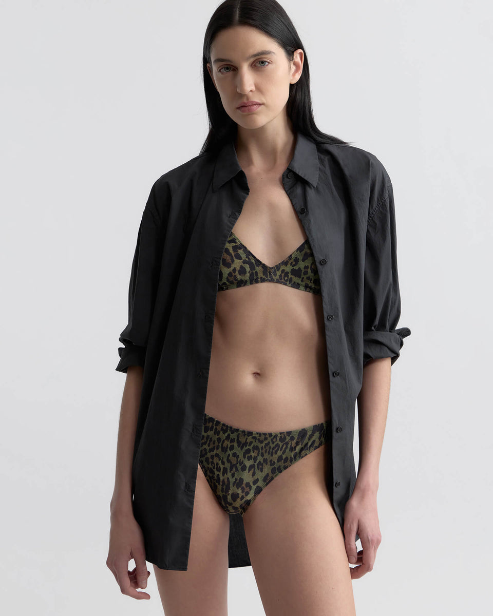 TRIANGLE BIKINI TOP IN ARMY GREEN LEOPARD
