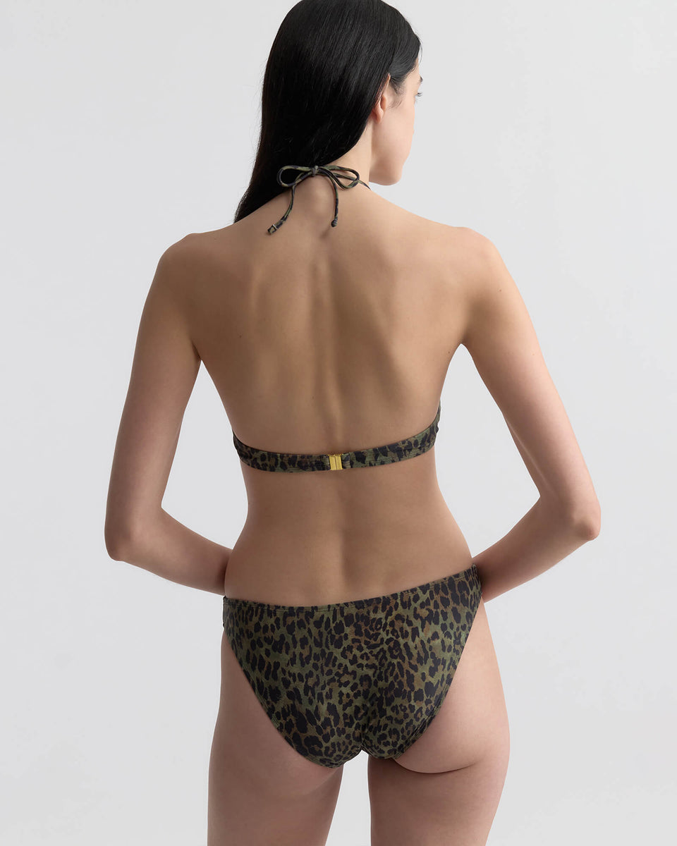 TRIANGLE BIKINI TOP IN ARMY GREEN LEOPARD