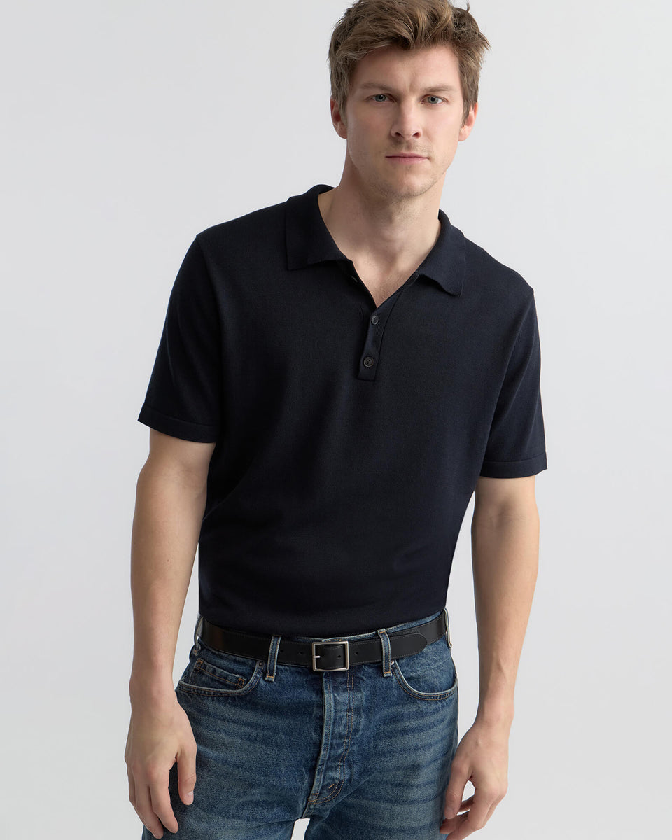BRYCE POLO SWEATER IN DARK NAVY