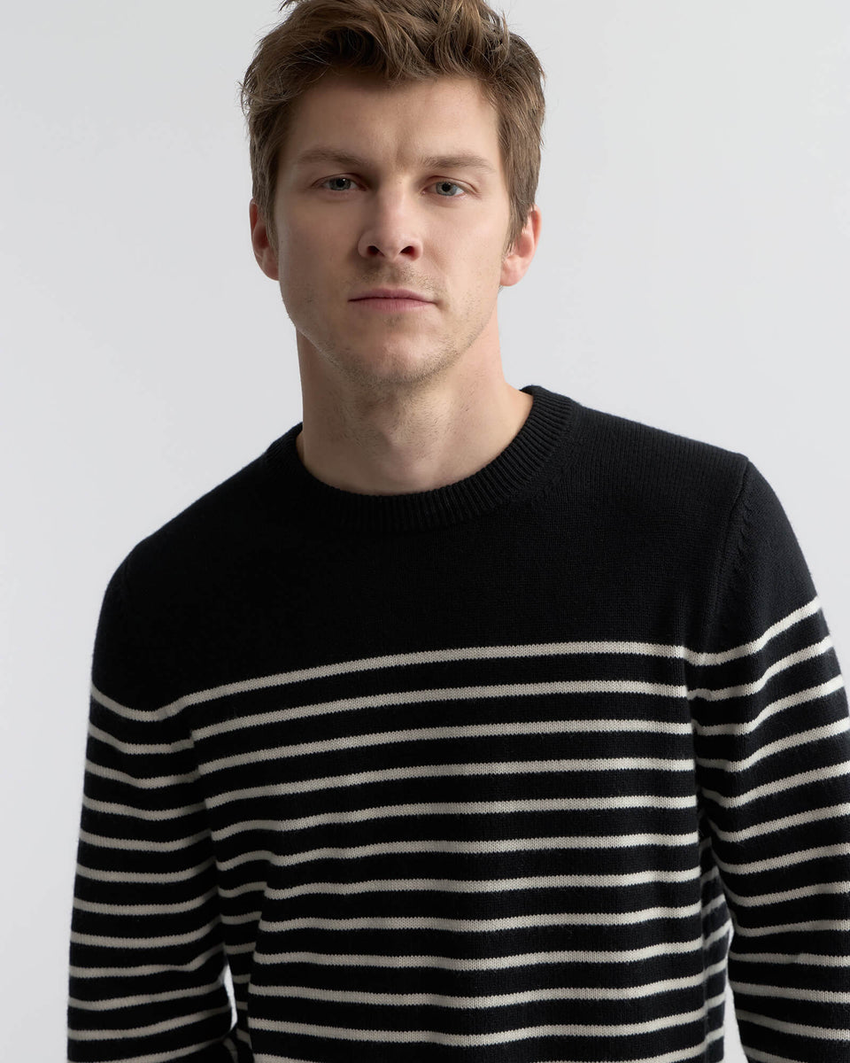 JEREMY CASHMERE SWEATER IN BLACK/IVORY