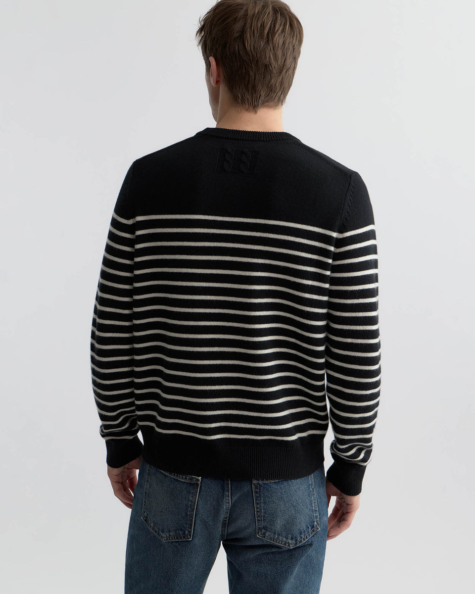 JEREMY CASHMERE SWEATER IN BLACK/IVORY