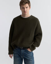 TYLER WOOL SWEATER IN DARK PINE MELANGE