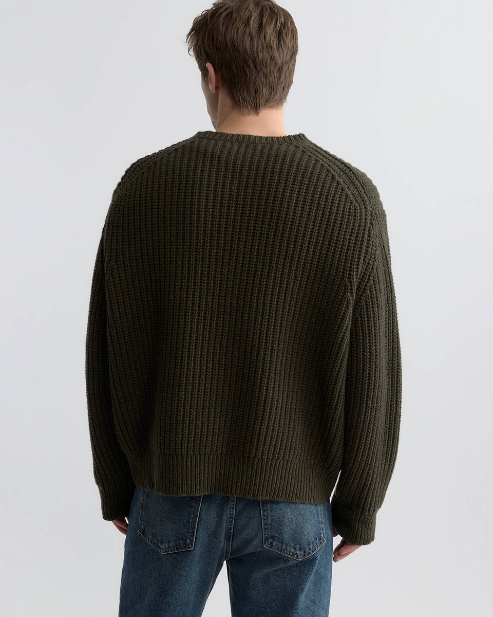 TYLER WOOL SWEATER IN DARK PINE MELANGE