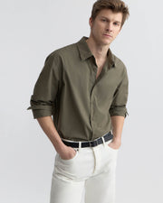 CAIDEN COTTON SHIRT IN TRUFFLE TAUPE