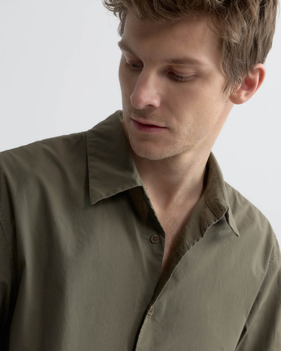 CAIDEN COTTON SHIRT IN TRUFFLE TAUPE