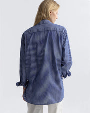 YORKE STRIPED COTTON SHIRT IN DARK NAVY/WHITE STRIPE