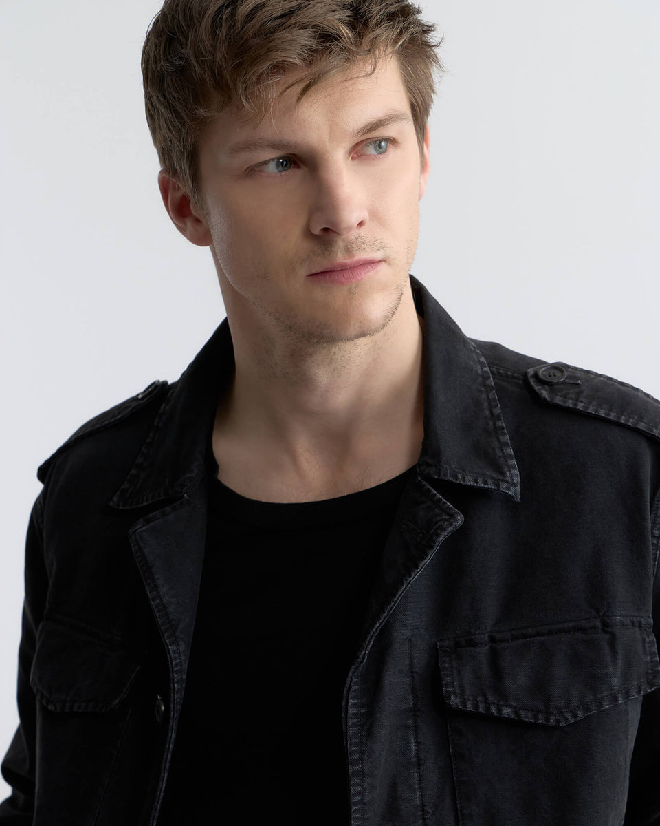 CHARLIE COTTON JACKET IN WASHED BLACK