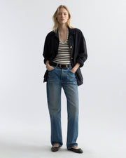 BRITT HALTER TOP IN ECRU/BLACK STRIPE