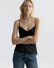 NADINE LACE CAMI SILK TOP IN BLACK