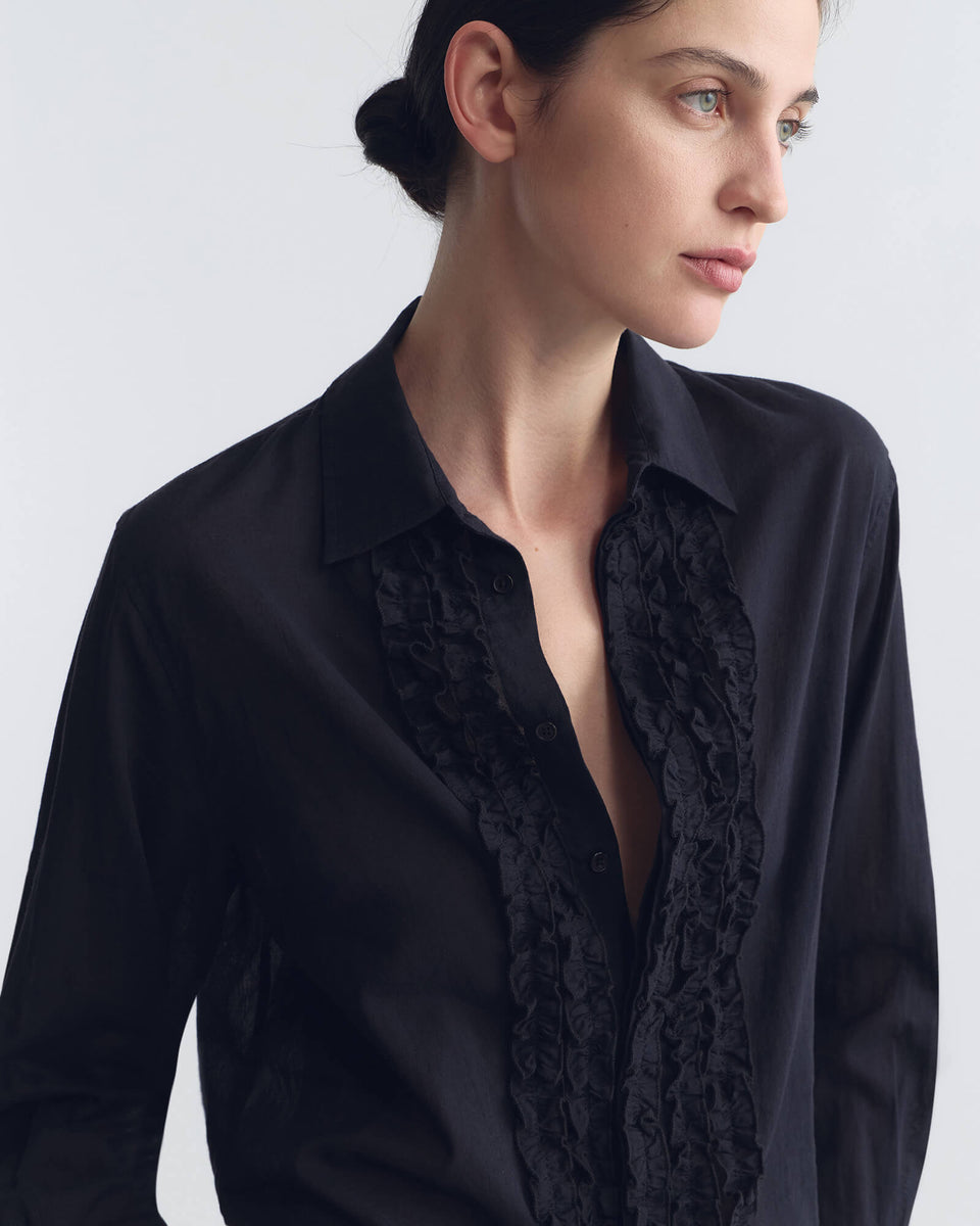NATHAEL RUFFLE SHIRT IN MIDNIGHT