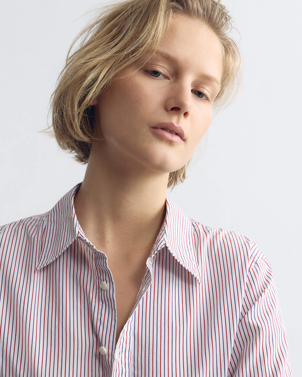 RAPHAEL CLASSIC SHIRT IN RED/BLUE STRIPE
