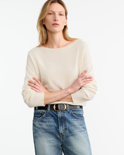 BOYFRIEND CASHMERE SWEATER IN IVORY