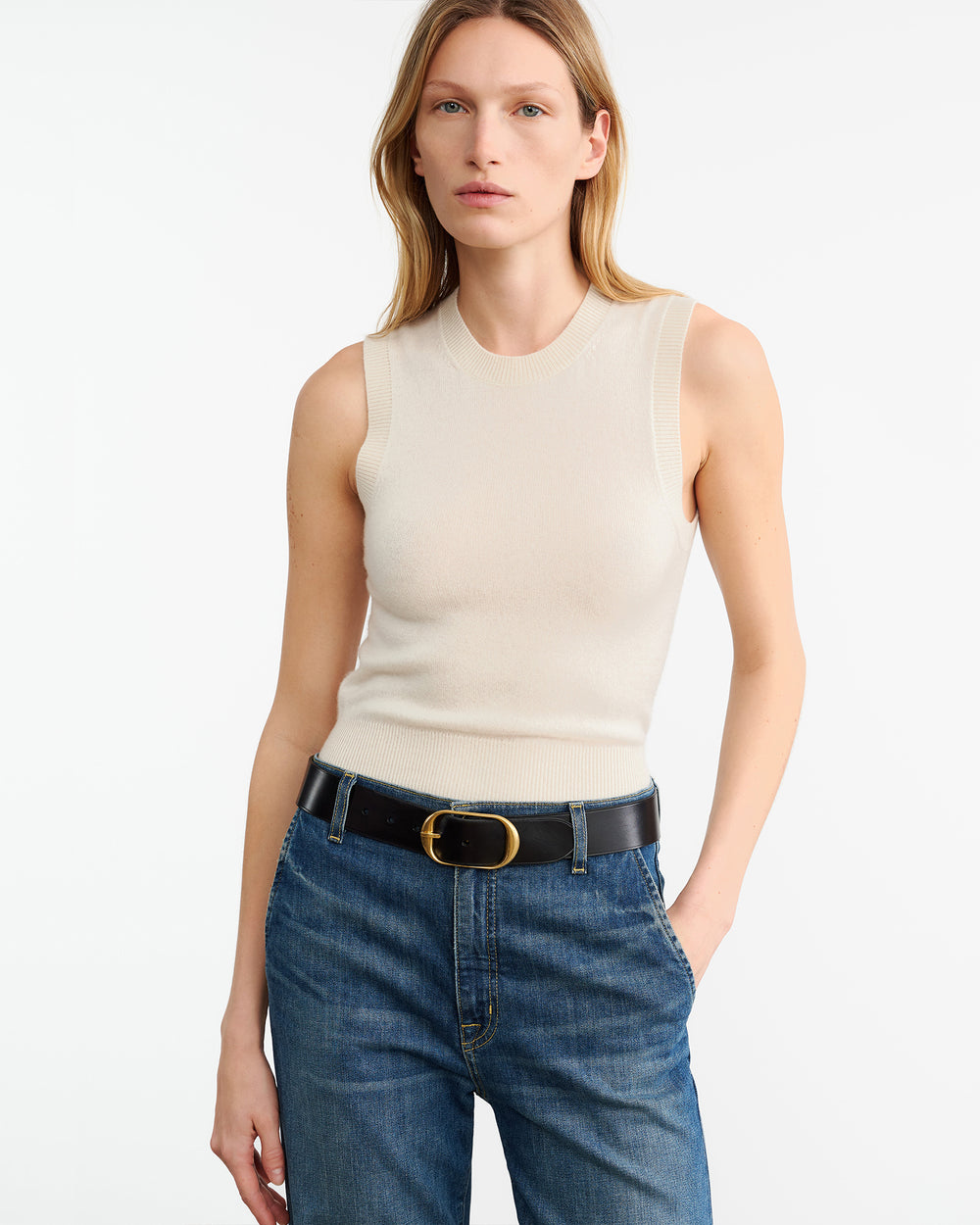 MAY CASHMERE TANK IN IVORY