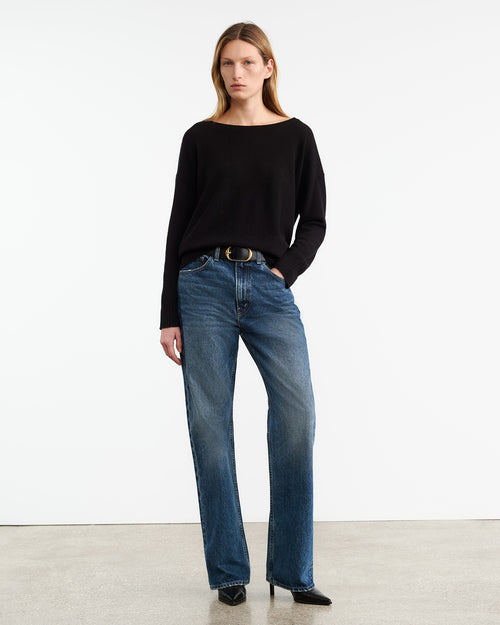 BOYFRIEND CASHMERE SWEATER IN BLACK