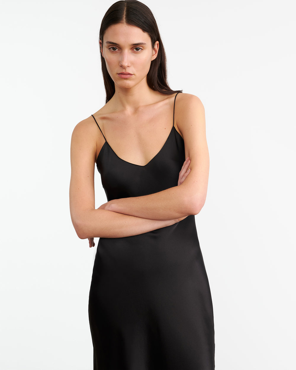 CAMI SILK DRESS IN BLACK