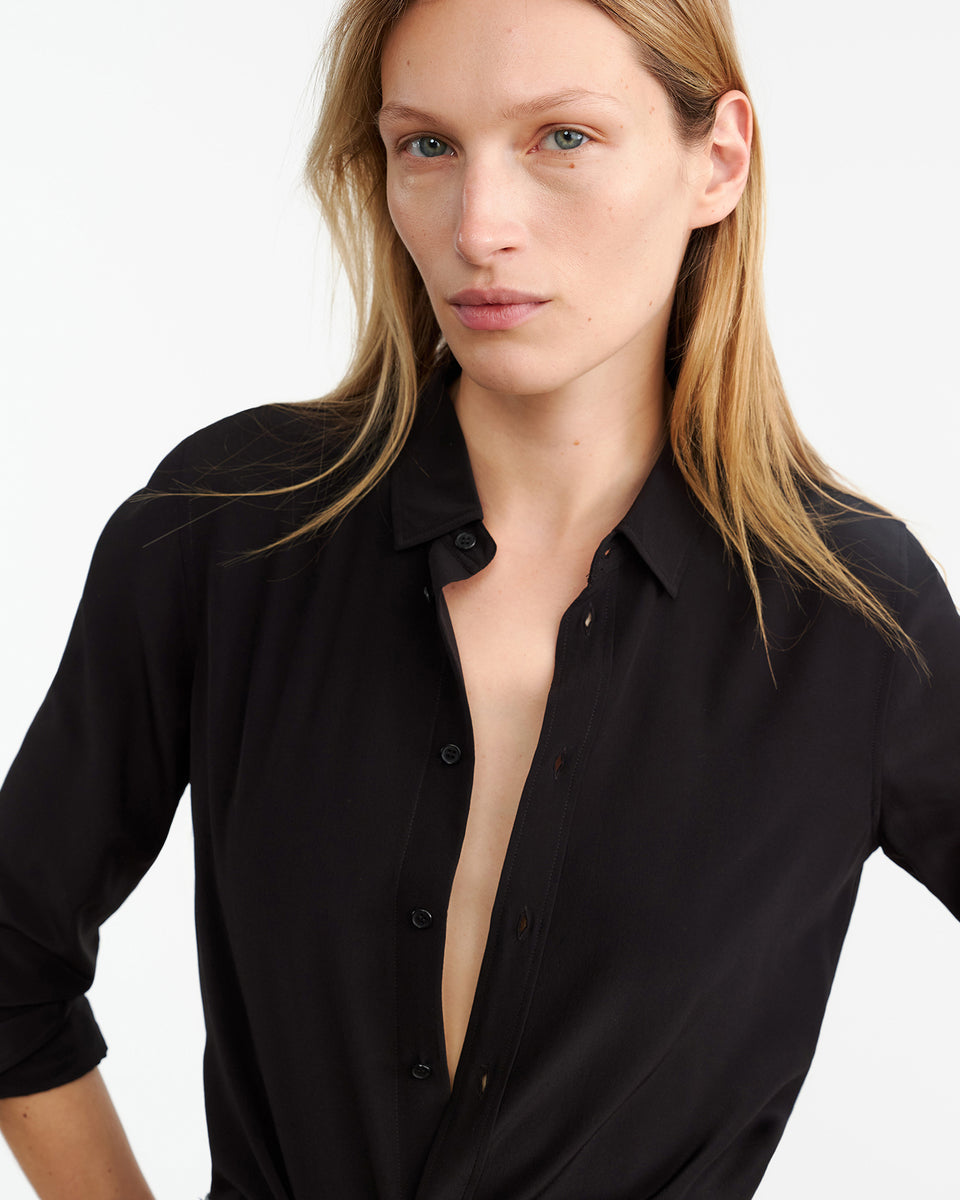 GAIA SILK SHIRT | Women's Point Collar Button Front Long Sleeves | Nili Lotan GAIA SILK SHIRT | Women's Point Collar Button Front Long Sleeves | Nili Lotan