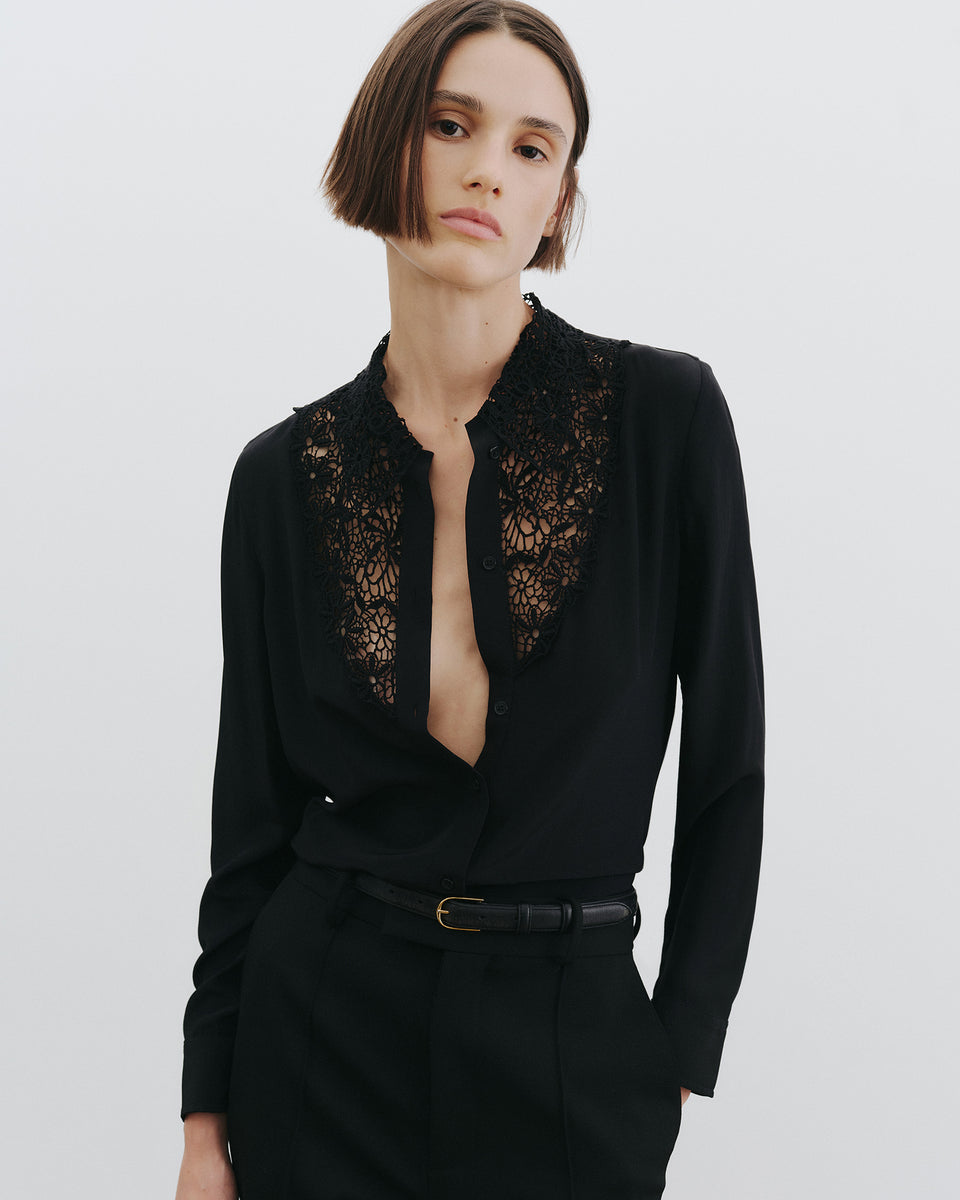 ZOLA LACE SILK SHIRT IN BLACK