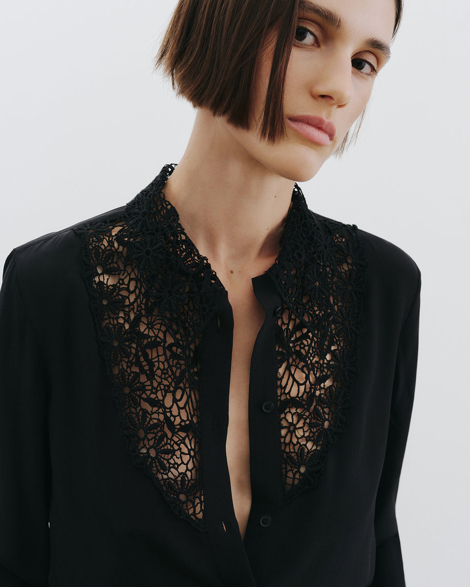 ZOLA LACE SILK SHIRT IN BLACK