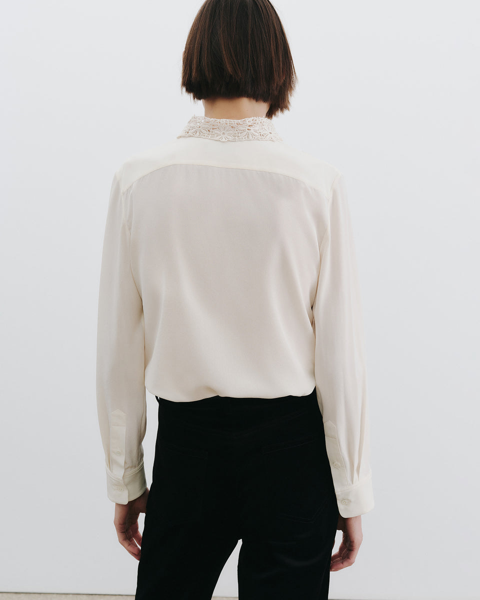 ZOLA LACE SILK SHIRT IN IVORY