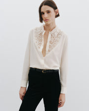 ZOLA LACE SILK SHIRT IN IVORY