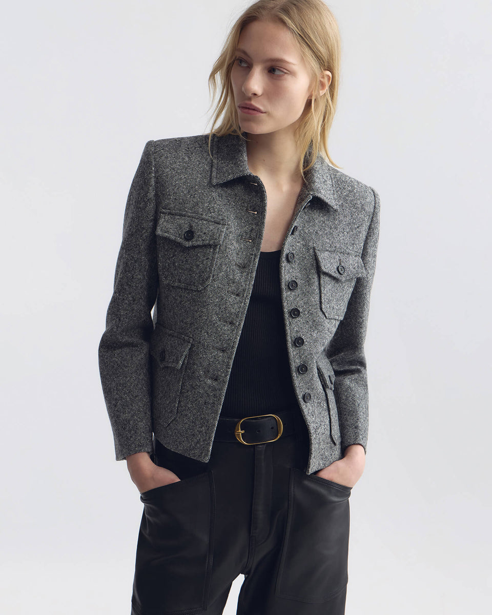 JAMISON JACKET IN BLACK DONEGAL