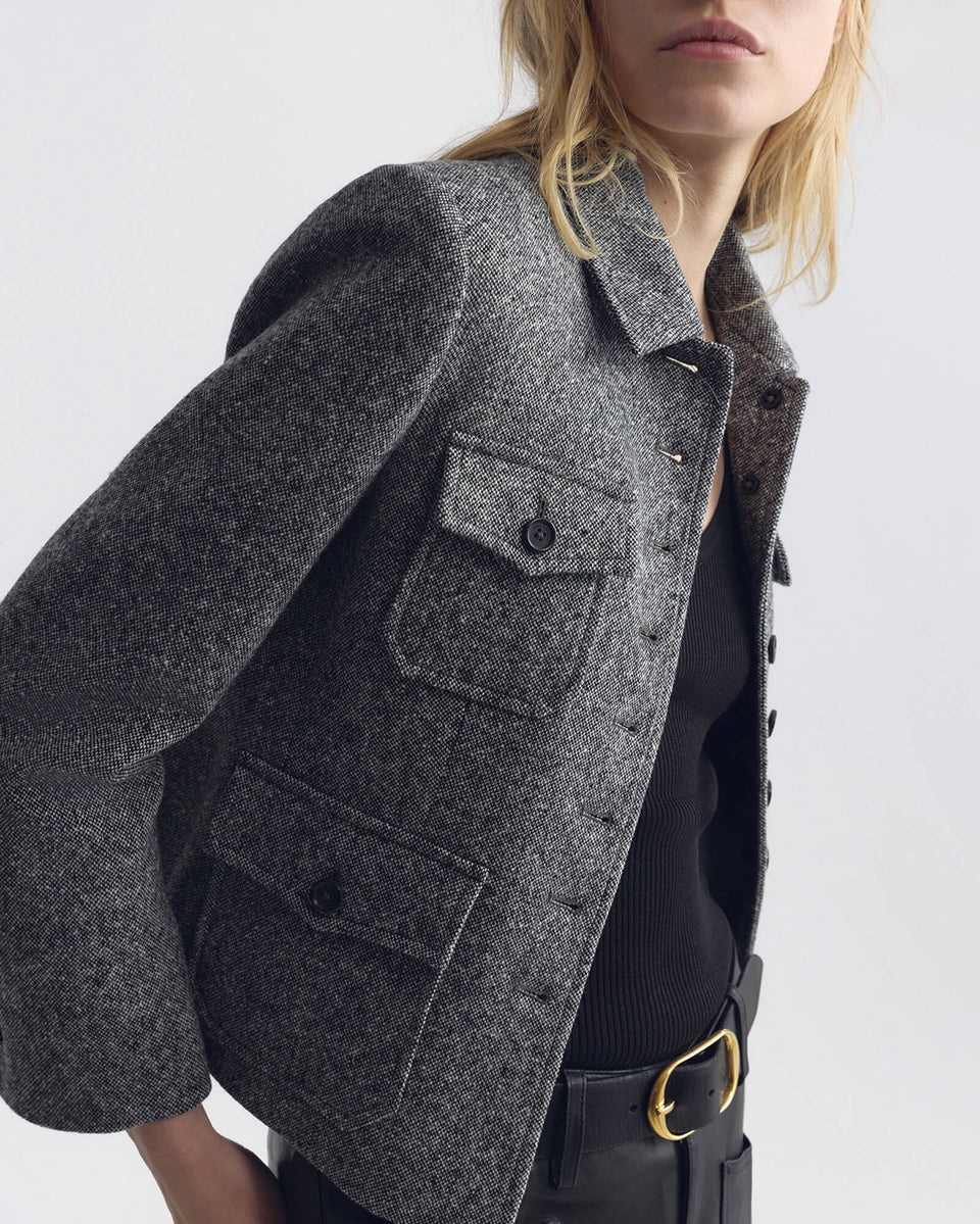 JAMISON JACKET IN BLACK DONEGAL