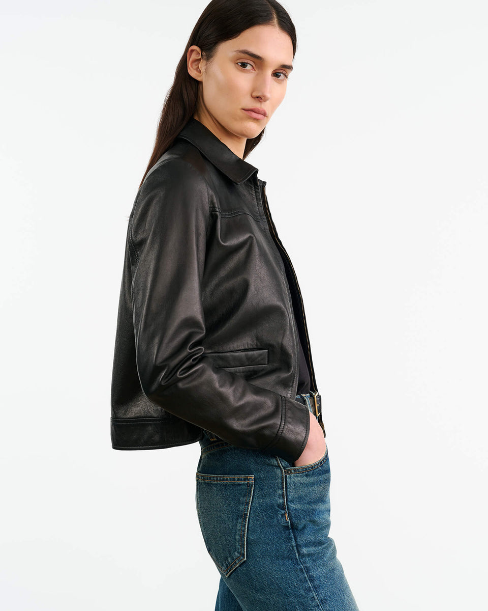 FREDDIE LEATHER JACKET IN BLACK